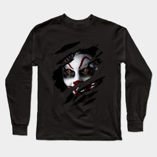 Scary Clown Shirt for Halloween Shirt tear illusion Long Sleeve T-Shirt